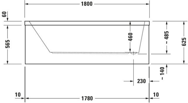 Duravit Whirlwanne „Starck“ rechteck 180 × 90 cm, Fußablauf 