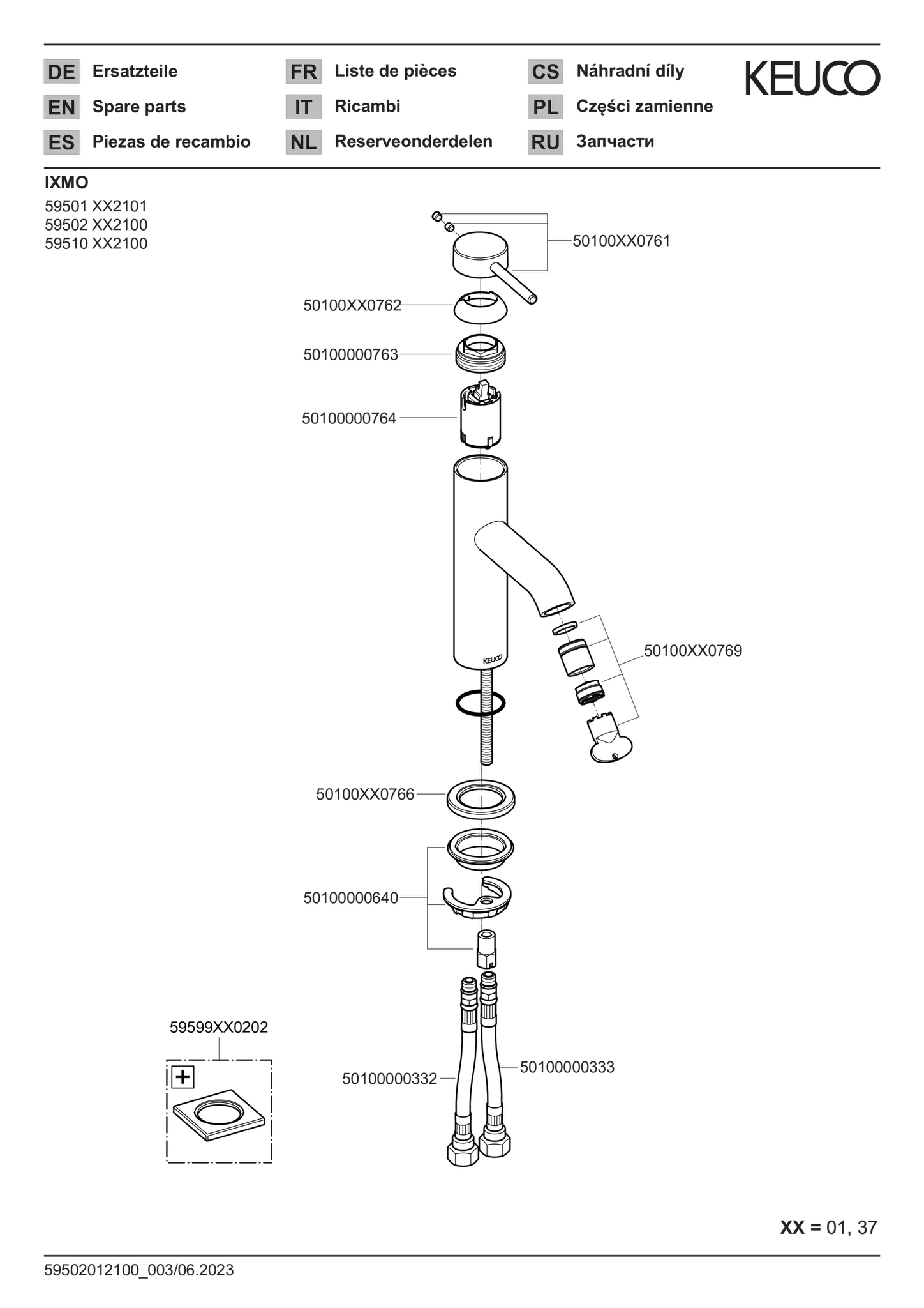 IXMO 59510372100 Einhebel-Waschtischmischer 210 ohne Zugstangen-Ablaufgarnitur IXMO Soft, Rosette rund/eckig schwarz