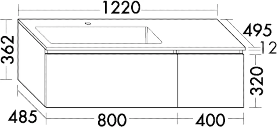 burgbad Badmöbelset „Lin20“ 126 × 40,2 cm in Schilf Solid Matt