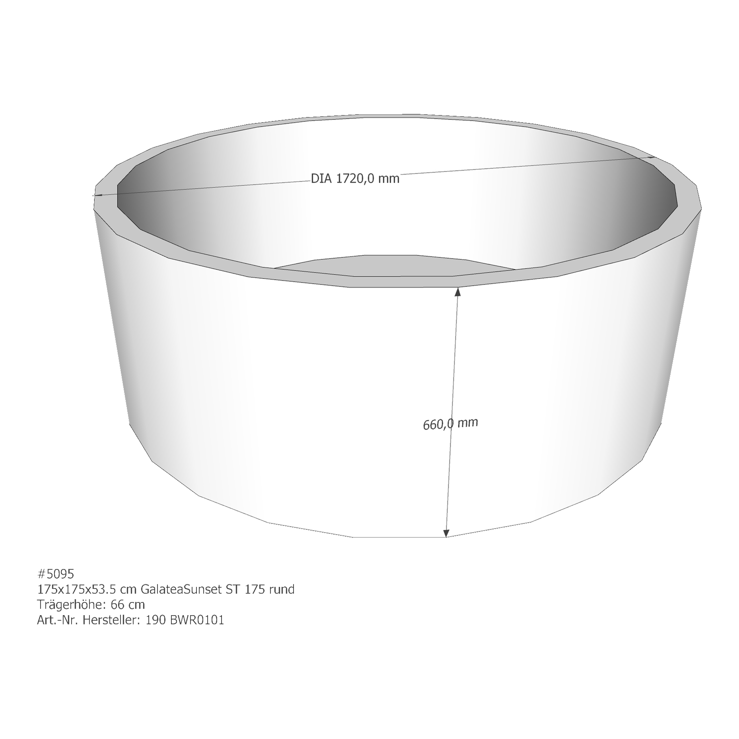 Badewannenträger für Galatea ~Sunset ST 175 Rund 175 × 175 × 53,5 cm Badewannenträger für Galatea ~Sunset ST 175 Rund 175 × 175 × 53,5 cm