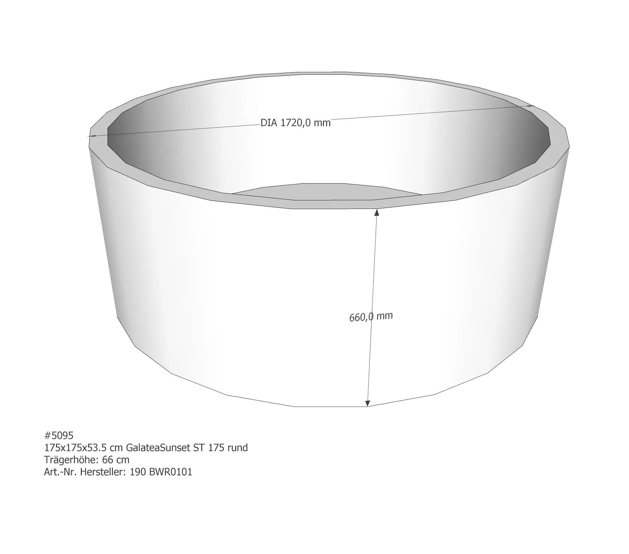 Badewannenträger für Galatea ~Sunset ST 175 Rund 175 × 175 × 53,5 cm Badewannenträger für Galatea ~Sunset ST 175 Rund 175 × 175 × 53,5 cm