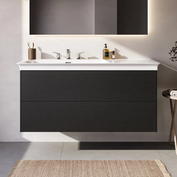 Ideal Standard Waschtischunterschrank „Conca“ 120 × 54,8 × 50,5 cm Eiche geflammt Furnier Ideal Standard Waschtischunterschrank „Conca“ 120 × 54,8 × 50,5 cm Eiche geflammt Furnier