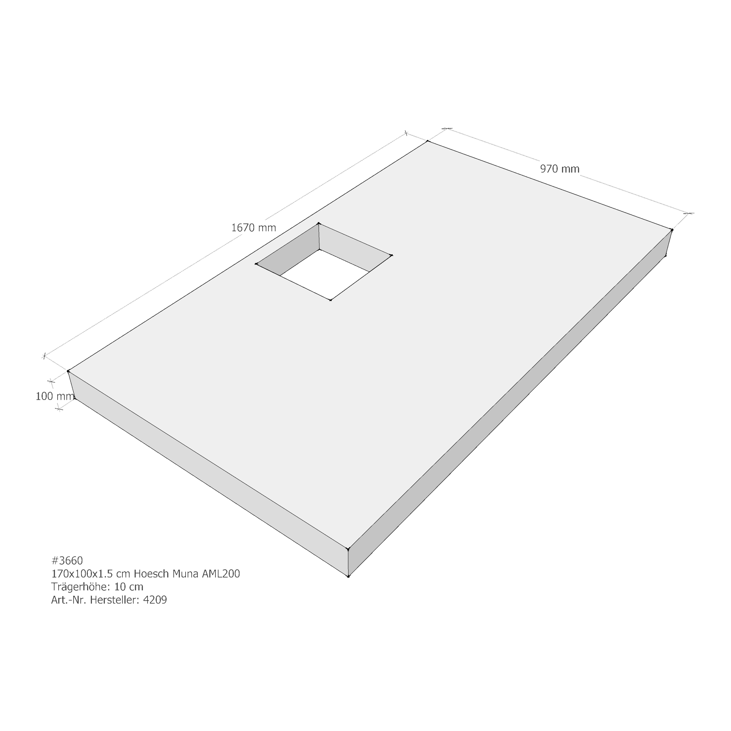 Duschwannenträger Hoesch Muna 170x100x1,5 cm AML200