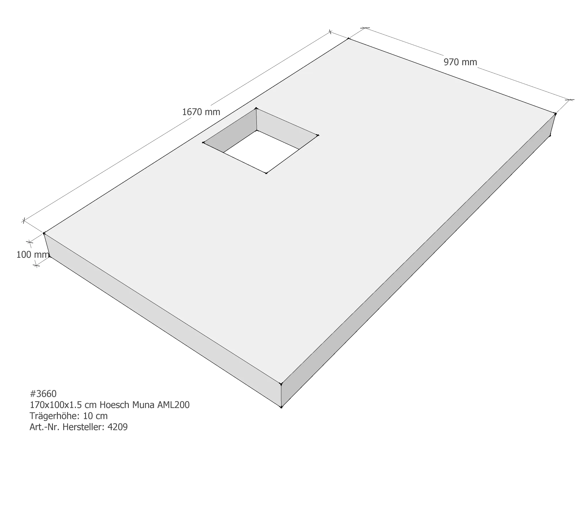 Duschwannenträger für Hoesch Muna 170 × 100 × 1,5 cm Breite: 100 cm / Länge: 170 cm Duschwannenträger für Hoesch Muna 170 × 100 × 1,5 cm Breite: 100 cm / Länge: 170 cm