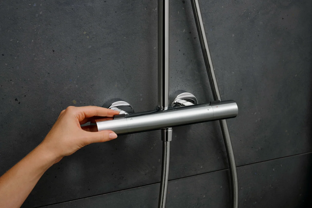 Hansgrohe Pulsify S Puro Showerpipe 1jet, Chrom, 460 mm Brausearmlänge, Aufputzinstallation