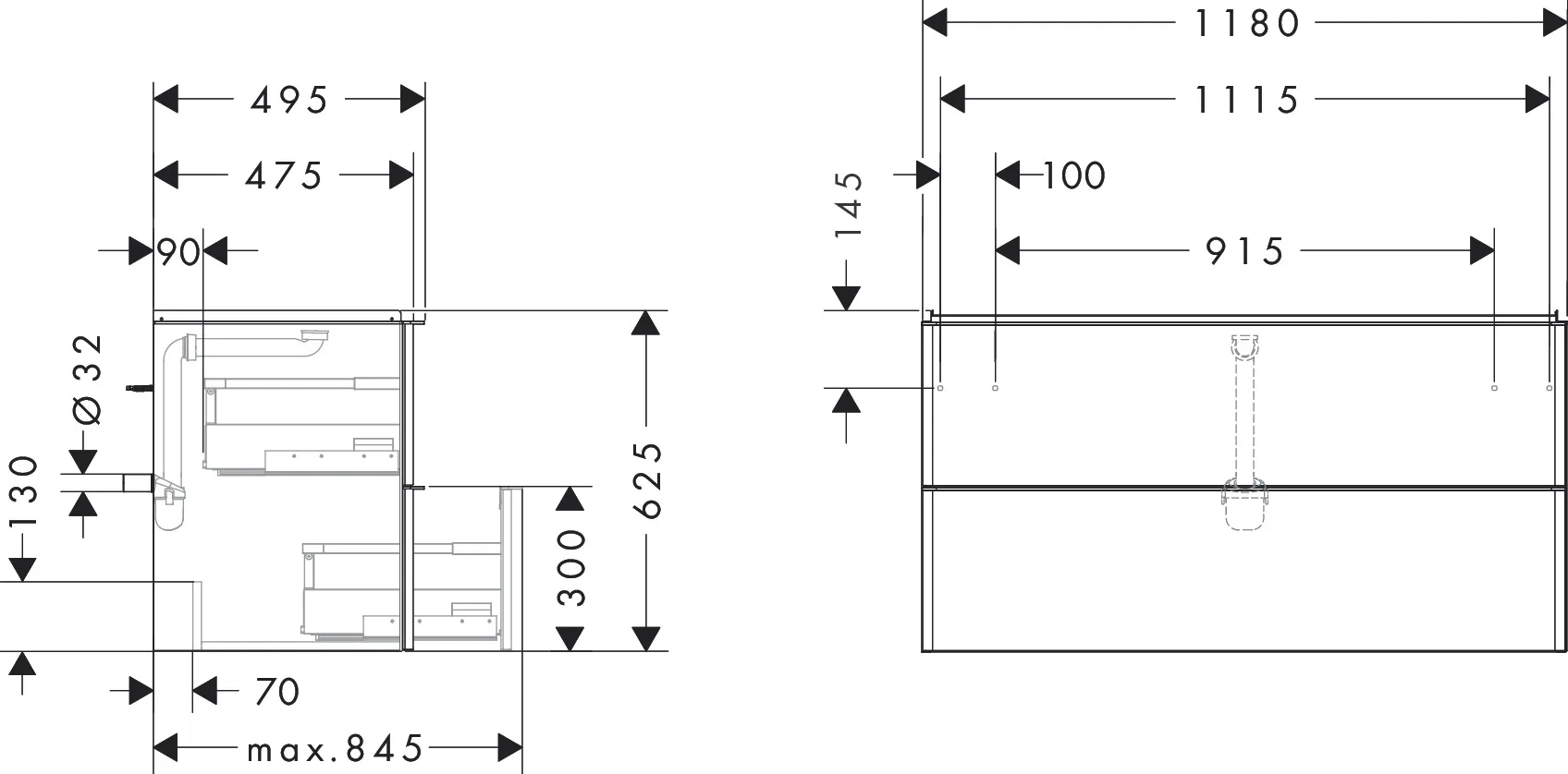 Xelu Q Waschtischunterschrank Eiche Natur 1180/475 mit 2 Schubkästen für Waschtisch Chrom Xelu Q Waschtischunterschrank Eiche Natur 1180/475 mit 2 Schubkästen für Waschtisch Chrom