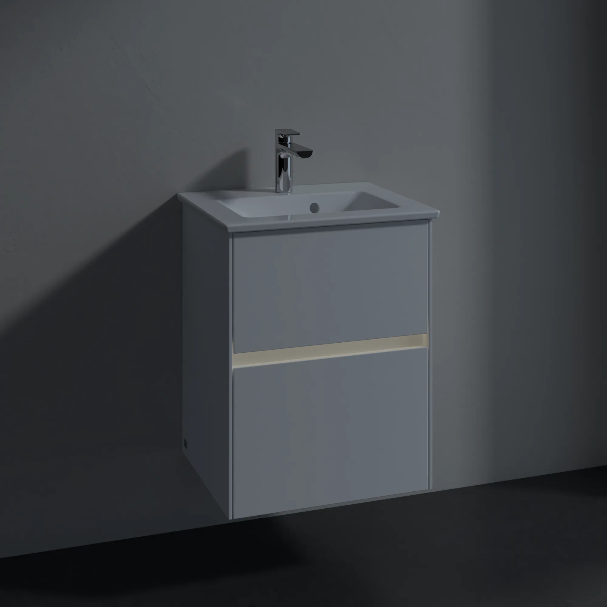 Villeroy & Boch Waschtischunterschrank „Collaro“ 472 × 610 × 404 mm Weiß Matt, mit Beleuchtung, für Becken mittig