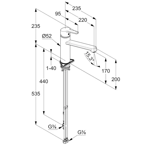 Kludi M2 Spültisch-EHM DN 15 Niederdruck chrom
