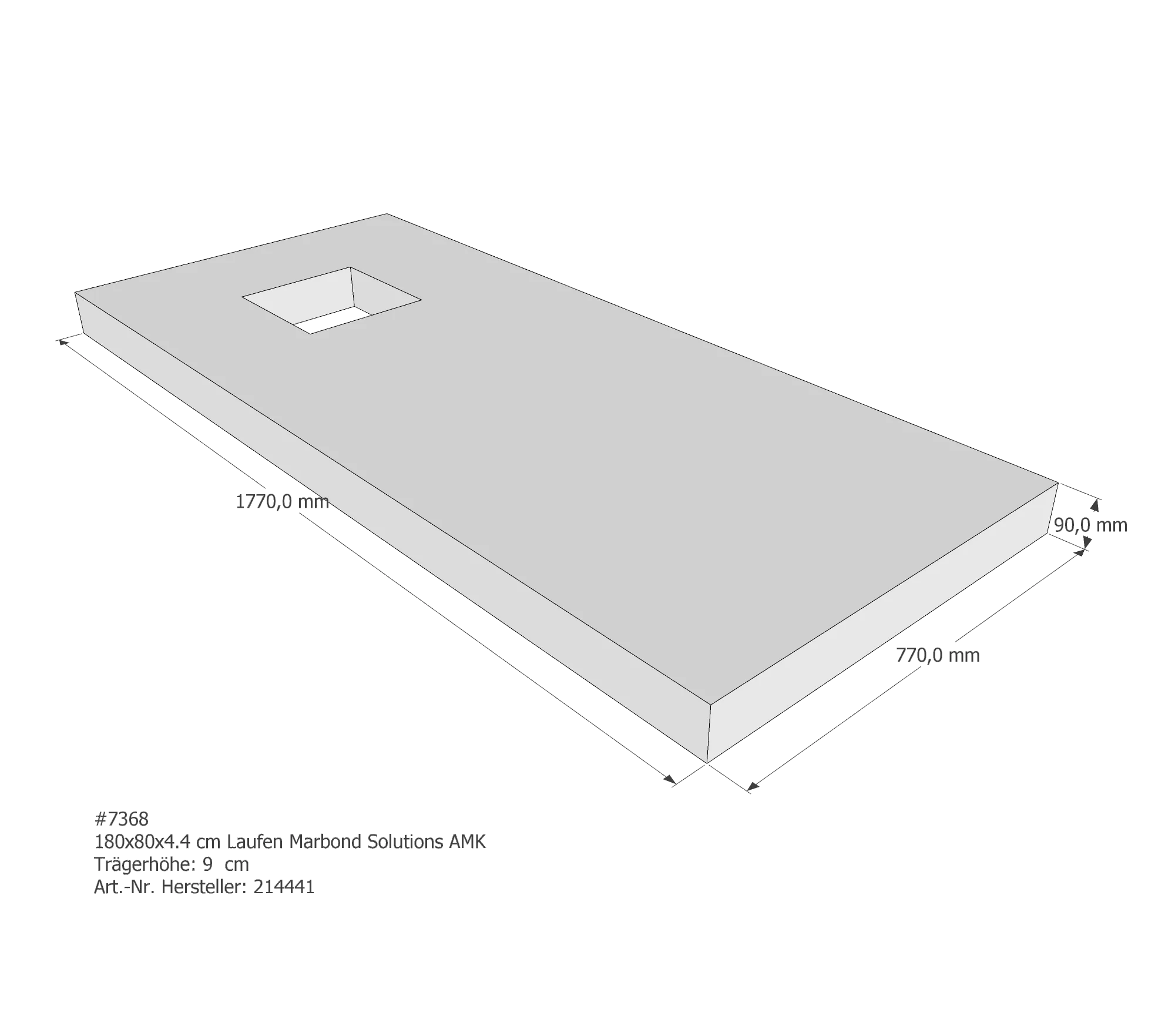 Duschwannenträger passend für Laufen Marbond_Solutions 180 × 80 × 4,4 cm