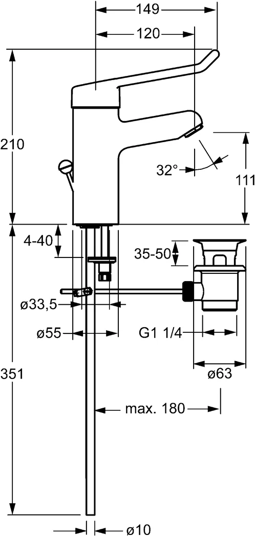 HansaMEDIPRO Waschtischarmatur EHM WT-Batt. HansaMEDIPRO 0161 CU-Rohr Zugst.Ablgarn. Bügelh. Ausld.120 HansaMEDIPRO Waschtischarmatur EHM WT-Batt. HansaMEDIPRO 0161 CU-Rohr Zugst.Ablgarn. Bügelh. Ausld.120