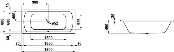 Einbau-Badewanne PRO 800x1800x450 aus Stahl inklusive Schallschutz weiß Einbau-Badewanne PRO 800x1800x450 aus Stahl inklusive Schallschutz weiß