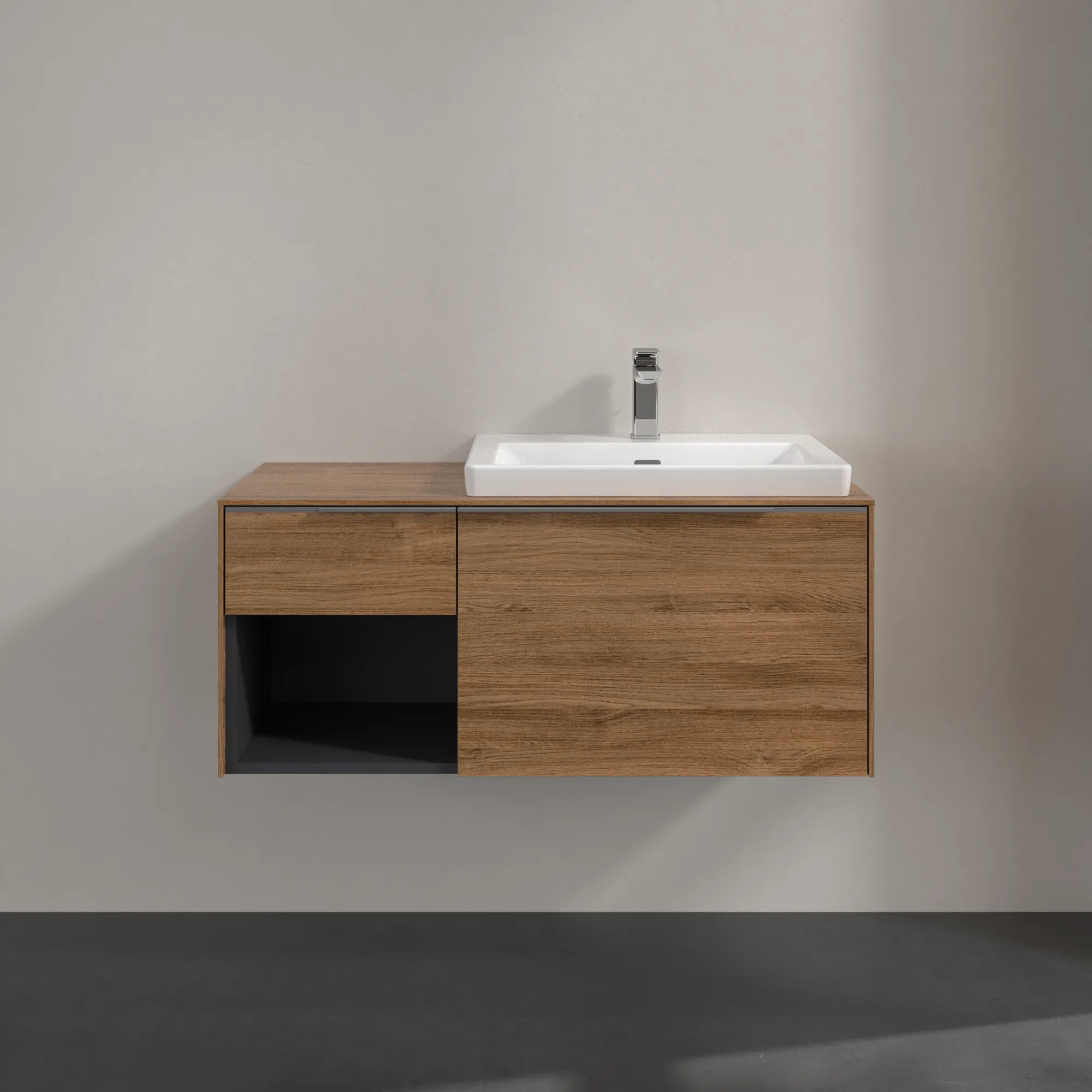 Villeroy & Boch Waschtischunterschrank mit Regalelement „Subway 3.0“ für Schrankwaschtisch 1001 × 423 × 516 mm Kansas Oak, für Becken rechts