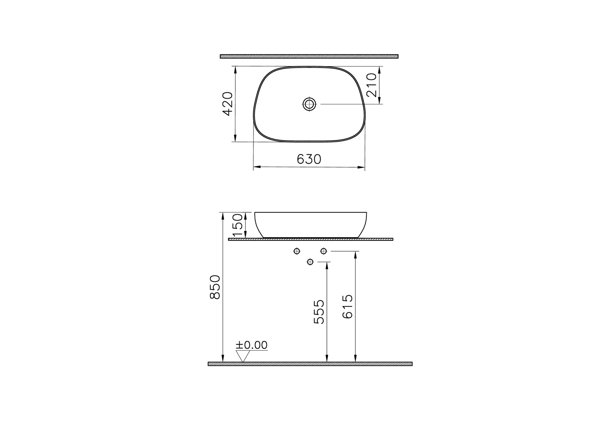 Re-Ceramic Aufsatzschale TV 63 x 42 cm Sanitärkeramik aus 100 Prozent recyceltem Rohstoff Taupe Natural Re-Ceramic Aufsatzschale TV 63 x 42 cm Sanitärkeramik aus 100 Prozent recyceltem Rohstoff Taupe Natural