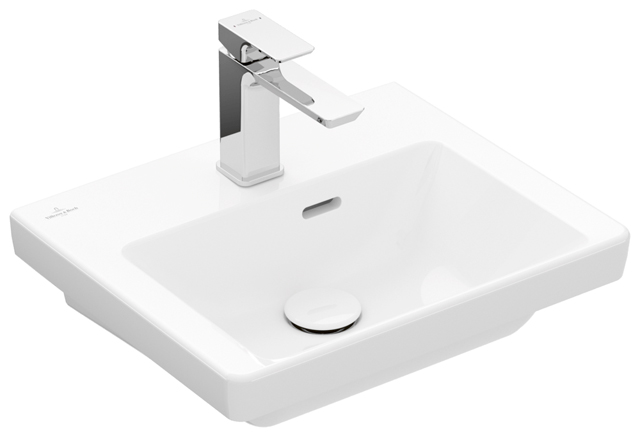 Handwaschbecken „Subway 3.0“ 45 × 37 × 14,5 × 14,5 cm, ohne Hahnlochbohrung, Hahnlochposition mittig in Weiß Alpin