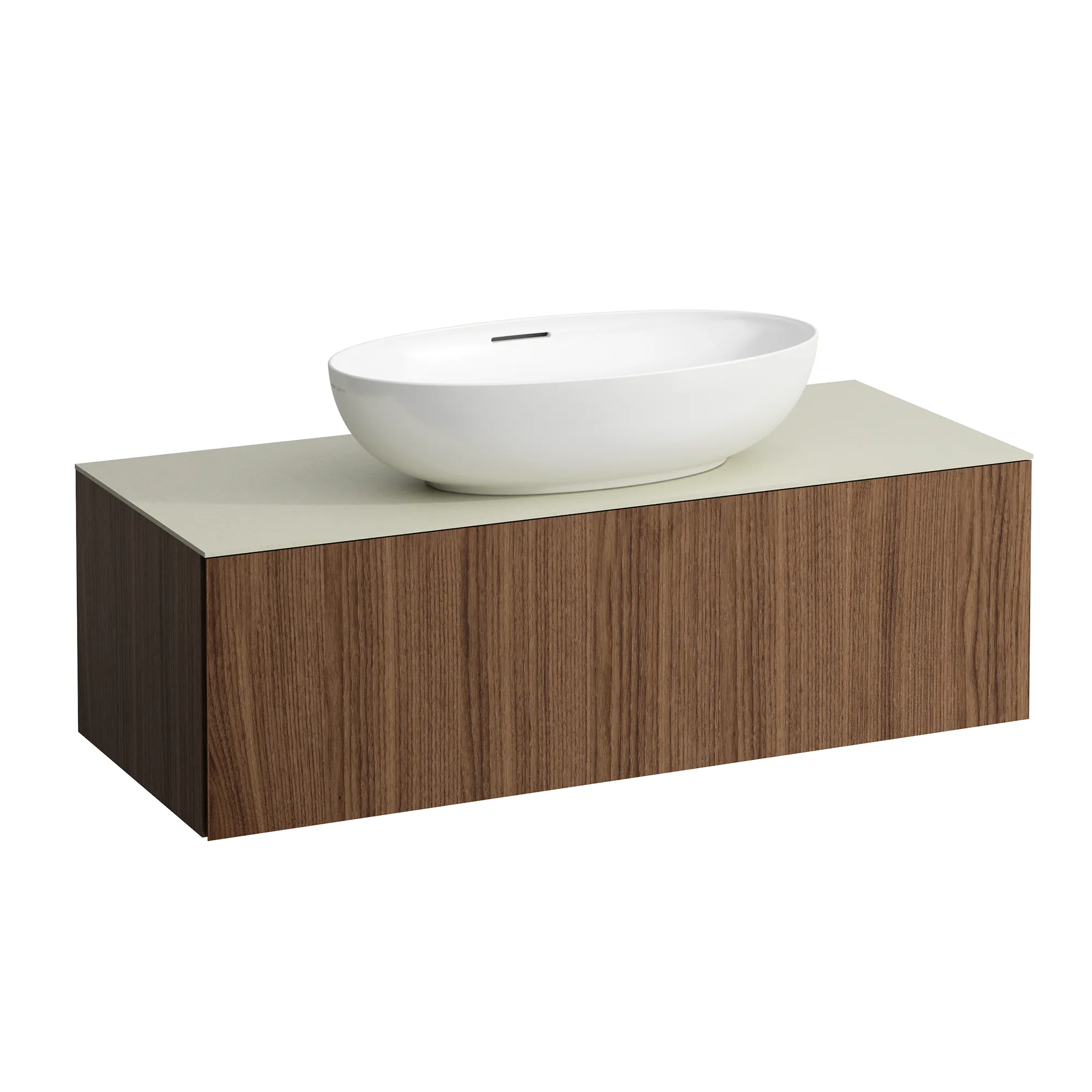 Schubladenelement (Waschtischunterbau+Waschtischplatte) ILBAGNOALESSI 500x1200x370 1 Schublade integrierte versteckte Griffe seitlich Vollauszug Soft-Close Ausschnitt mitte Calce Avorio Top passend zu Waschtisch H818975/6 H818977/8 Weiß matt