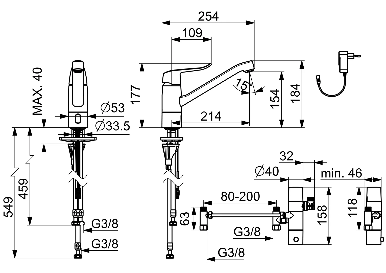 HansaCARE 4613 Küchenarmatur, Bluetooth, 214 mm Ausladung