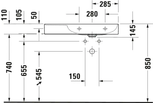 Wandwaschtisch „DuraSquare“, ohne Überlauf, Hahnlochposition mittig Wandwaschtisch „DuraSquare“, ohne Überlauf, Hahnlochposition mittig