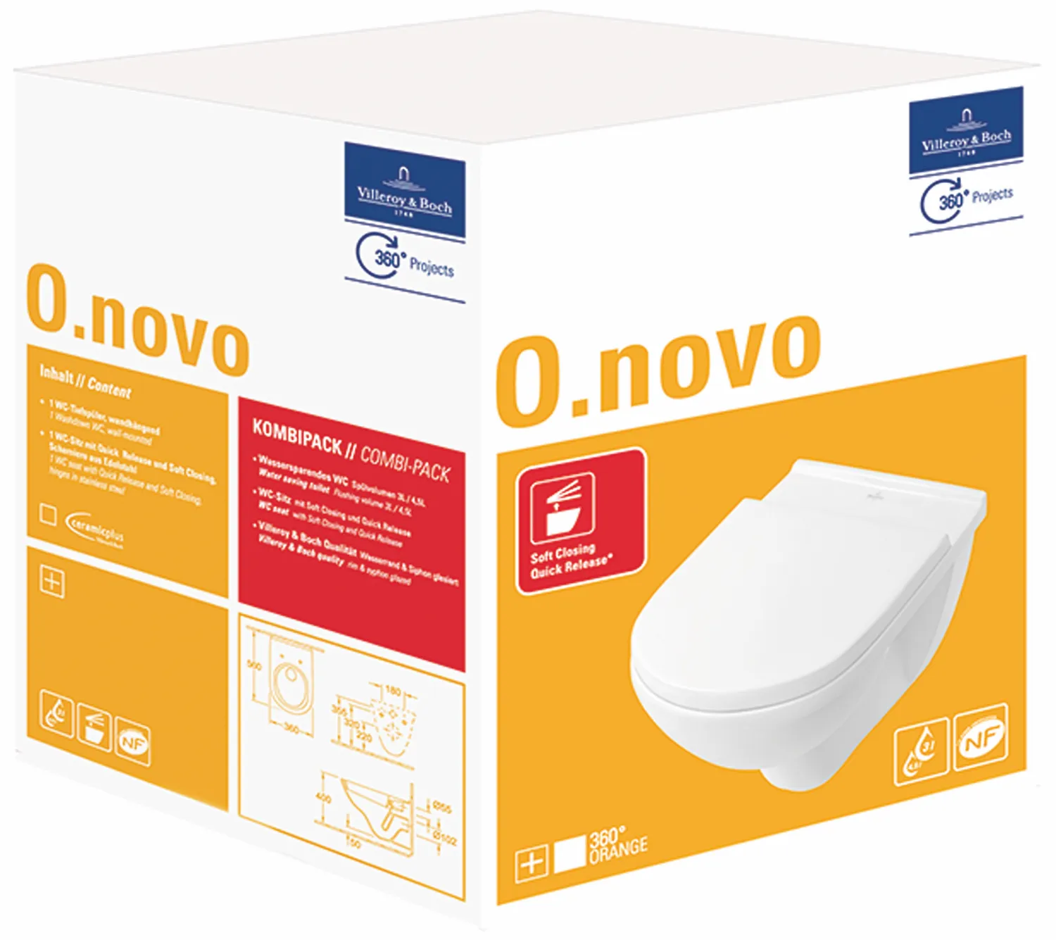 Combi-Pack O.novo 5660H1, 360 x 560 x 350 mm, Oval, wandhängend, Abgang waagerecht, Weiß Alpin Combi-Pack O.novo 5660H1, 360 x 560 x 350 mm, Oval, wandhängend, Abgang waagerecht, Weiß Alpin