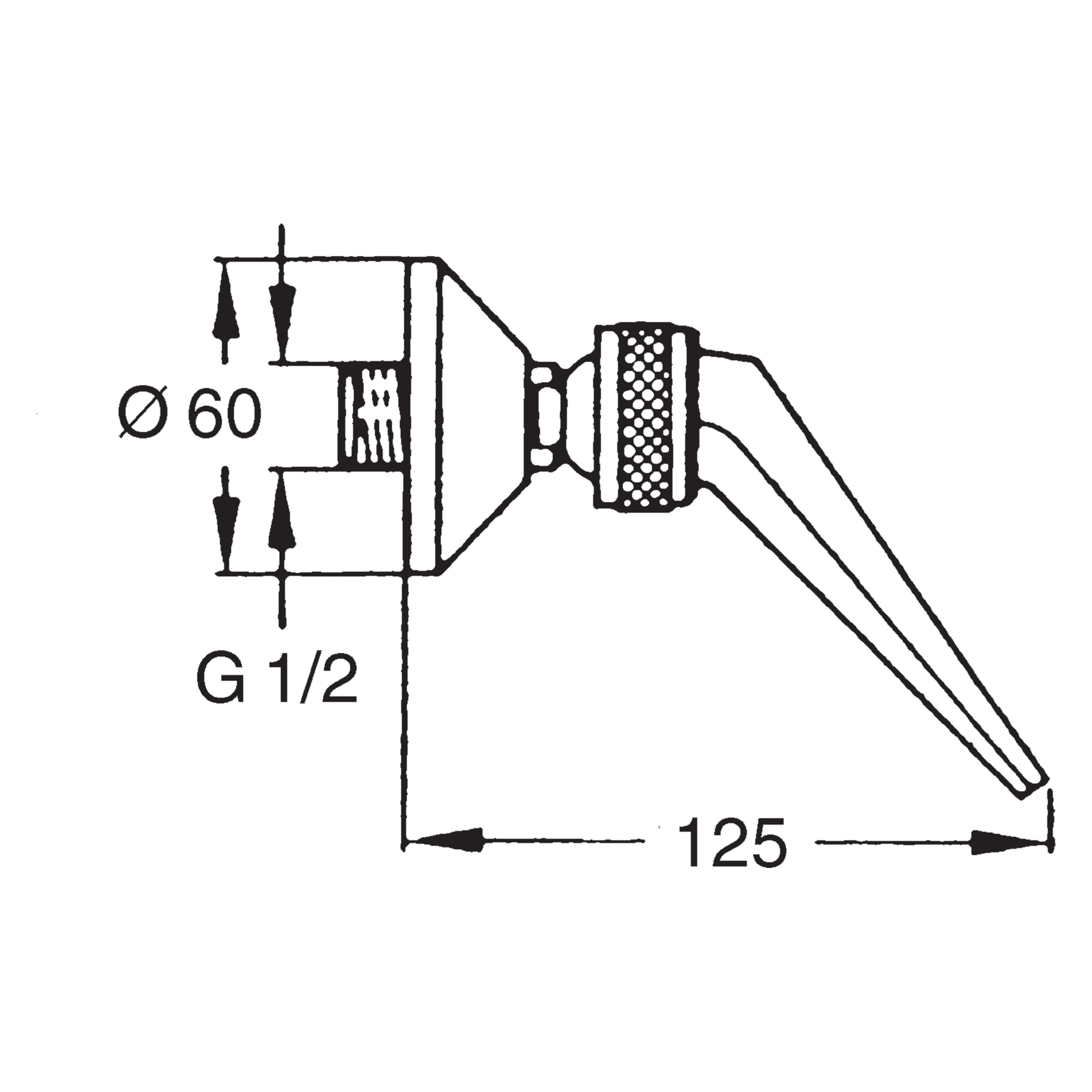 HA Kopfbrause HANSAJET 0440 1-strahlig G1/2 Ausladung 125 mm DN15 Chrom