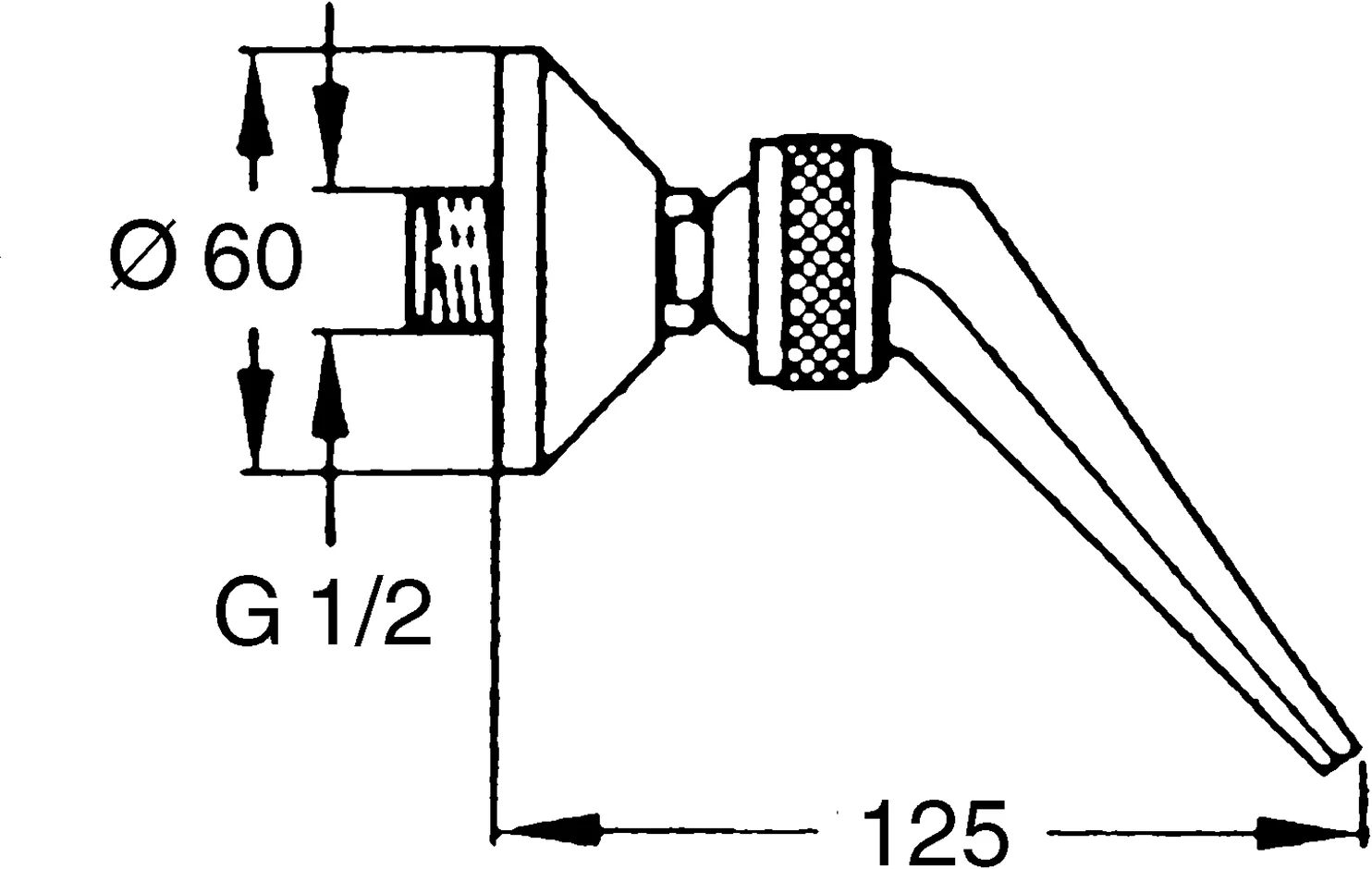 HansaJET Kopfbrause HansaJET 0440 1-strahlig G1⁄2 Ausladung 125 mm DN15 Chrom