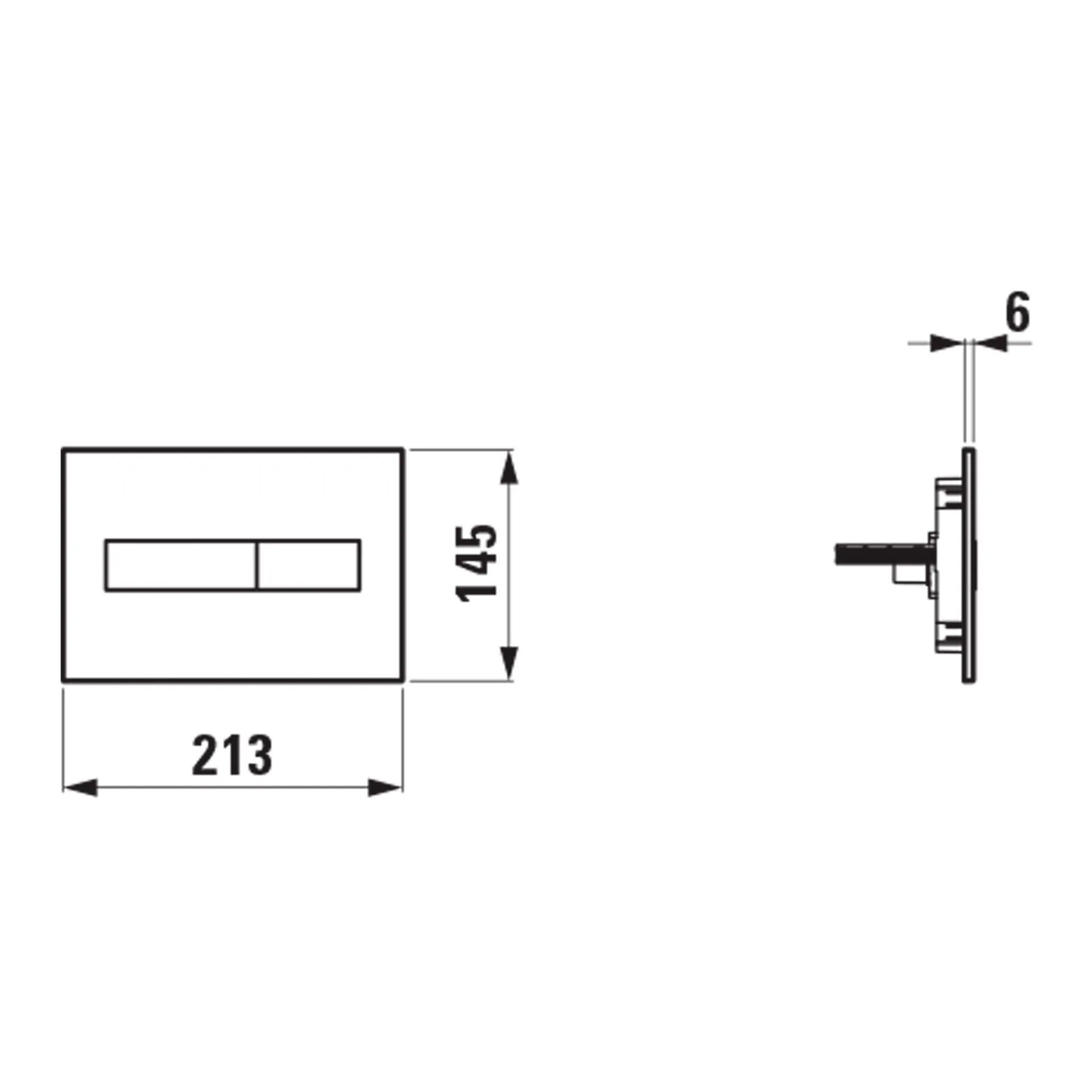 Betätigungsplatte HORIZON INEO 213x145x6, aus Kunsstoff, für Frontbetätigung oder Betätigung von oben, für Unterputz-Spülkasten mit Dual-Flush 2-Mengen-Spülsystem, weiß