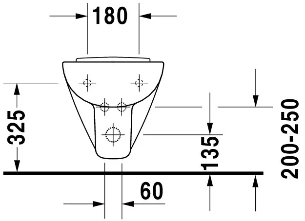 Duravit Wand-Bidet Compact „D-Code“, Befestigung sichtbar, mit Hahnlochbank 48 × 35 × 48 × 35 cm