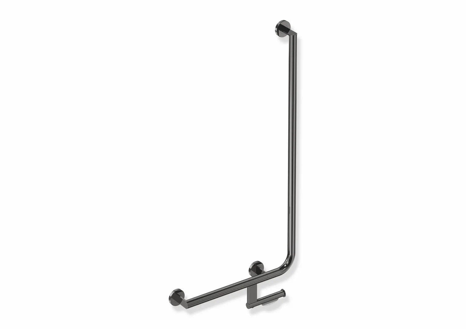 HEWI Winkelgriff mit WC-Papierrollenhalter, System 900, Edelstahl, PVD, schwarzchr glzd HEWI Winkelgriff mit WC-Papierrollenhalter, System 900, Edelstahl, PVD, schwarzchr glzd