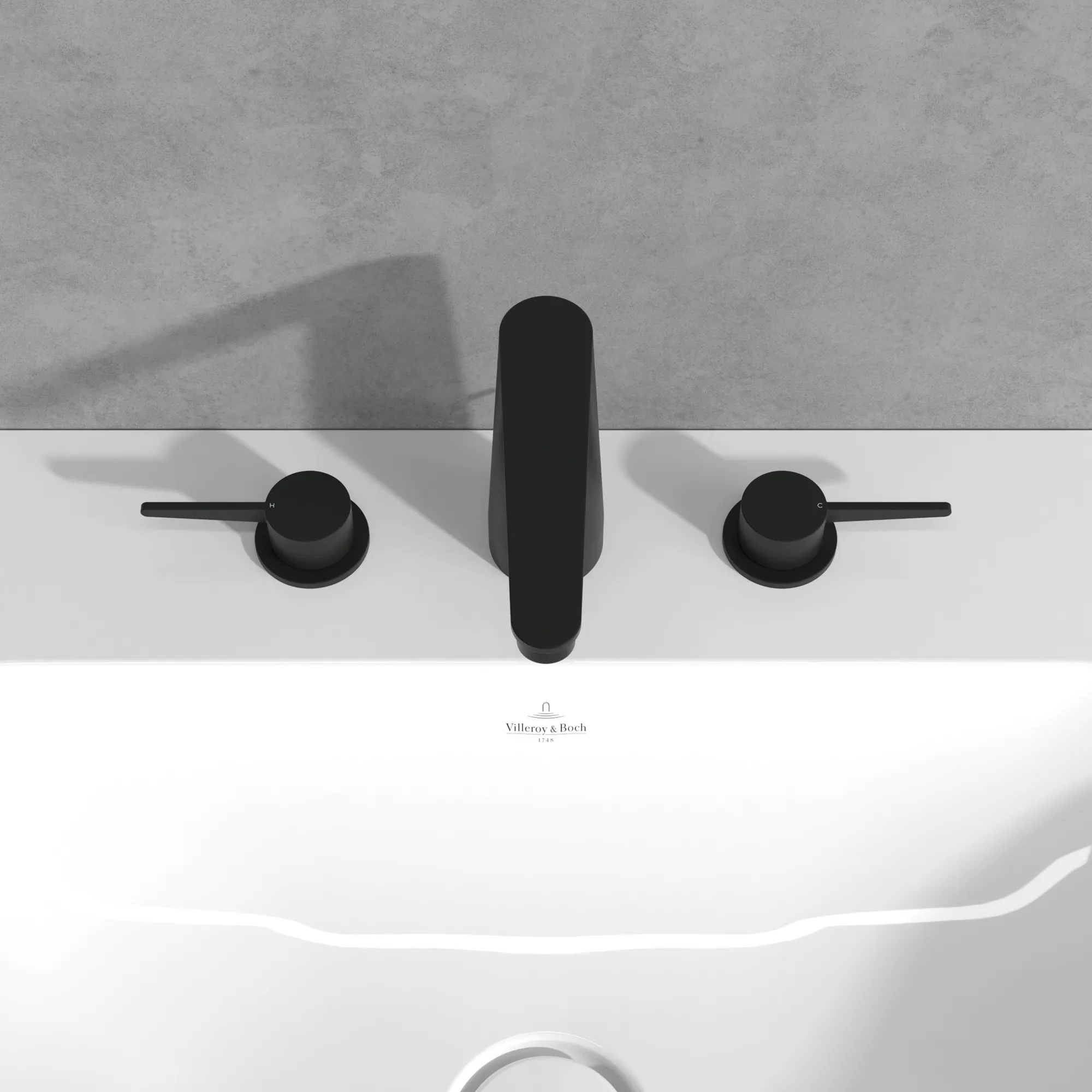 Zweihand-Waschtischarmatur „Conum“ 16,5 cm Ausladung 130 mm in Matt Black Zweihand-Waschtischarmatur „Conum“ 16,5 cm Ausladung 130 mm in Matt Black