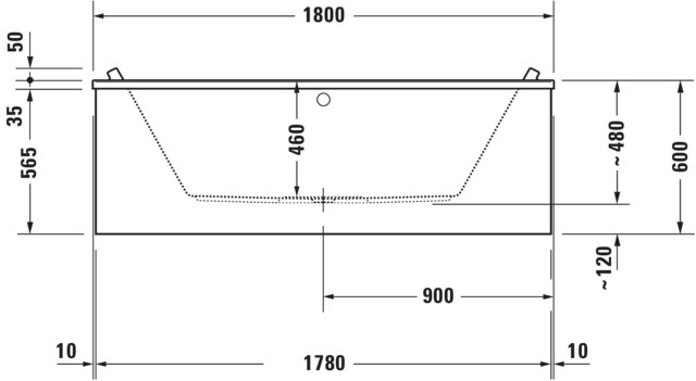 Duravit Whirlwanne „Starck“ rechteck 180 × 80 cm, Mittelablauf 