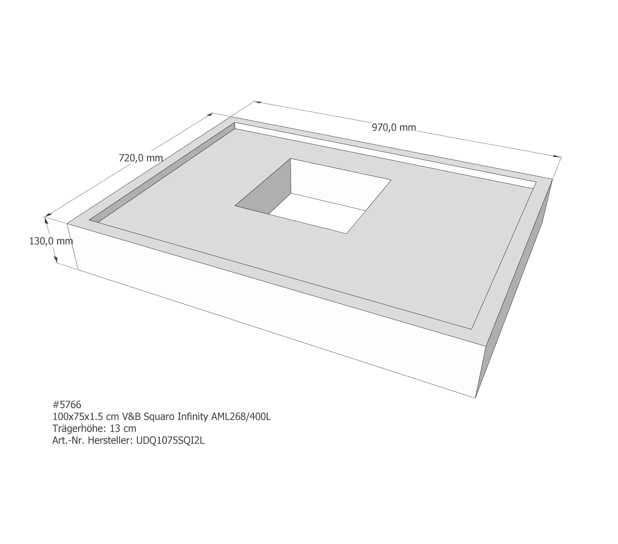 Duschwannenträger für Villeroy & Boch Squaro Infinity 100 × 75 × 1,5 cm Breite: 75 cm / Länge: 100 cm Duschwannenträger für Villeroy & Boch Squaro Infinity 100 × 75 × 1,5 cm Breite: 75 cm / Länge: 100 cm