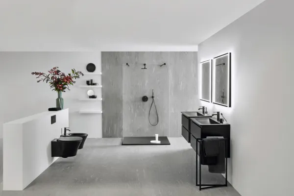 Waschbecken „ConnectAir“ 84 × 46 × 16,5 cm, Hahnlochposition mittig in Schwarz Matt Waschbecken „ConnectAir“ 84 × 46 × 16,5 cm, Hahnlochposition mittig in Schwarz Matt