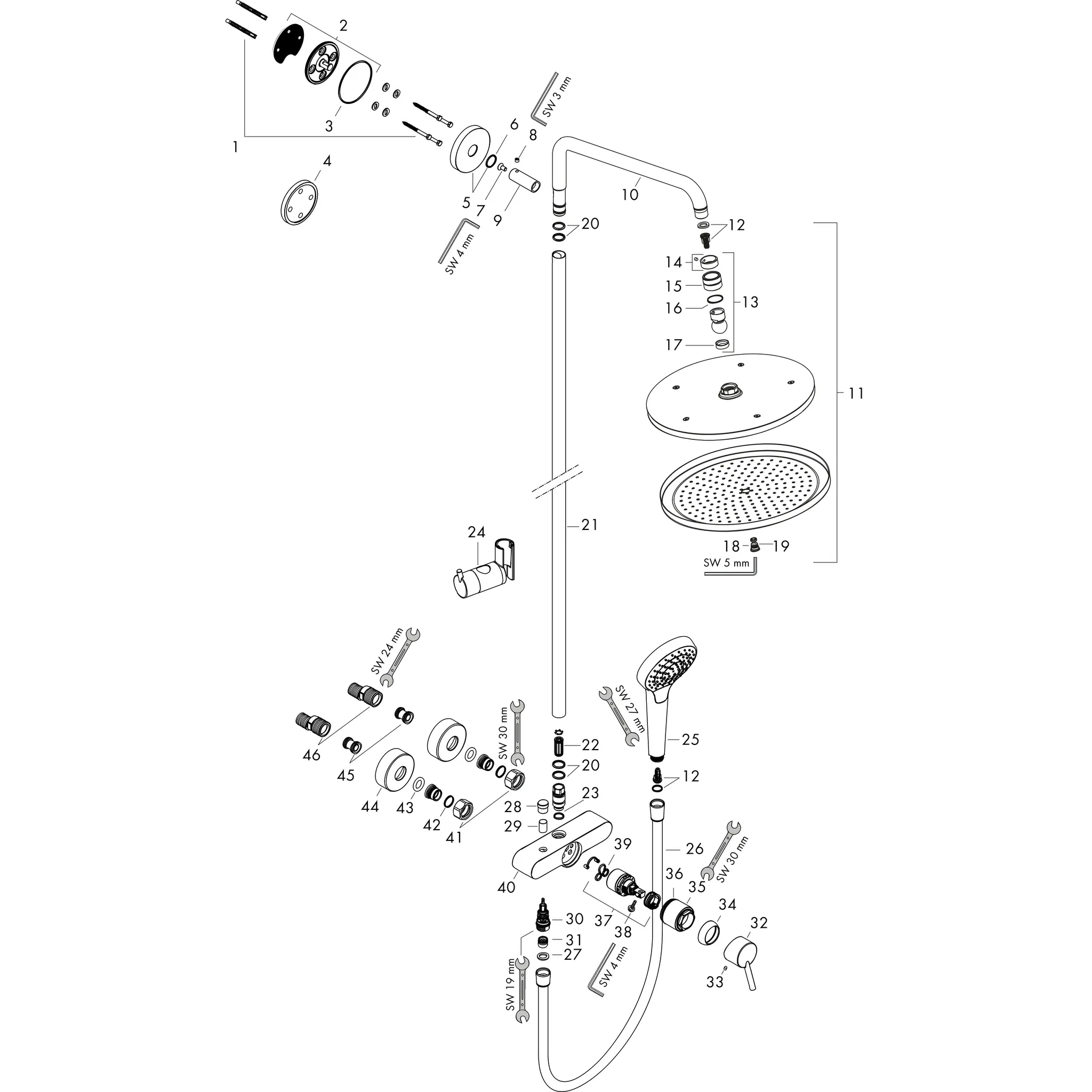 Showerpipe Croma Select S 280 Einhebelmischer chrom Showerpipe Croma Select S 280 Einhebelmischer chrom