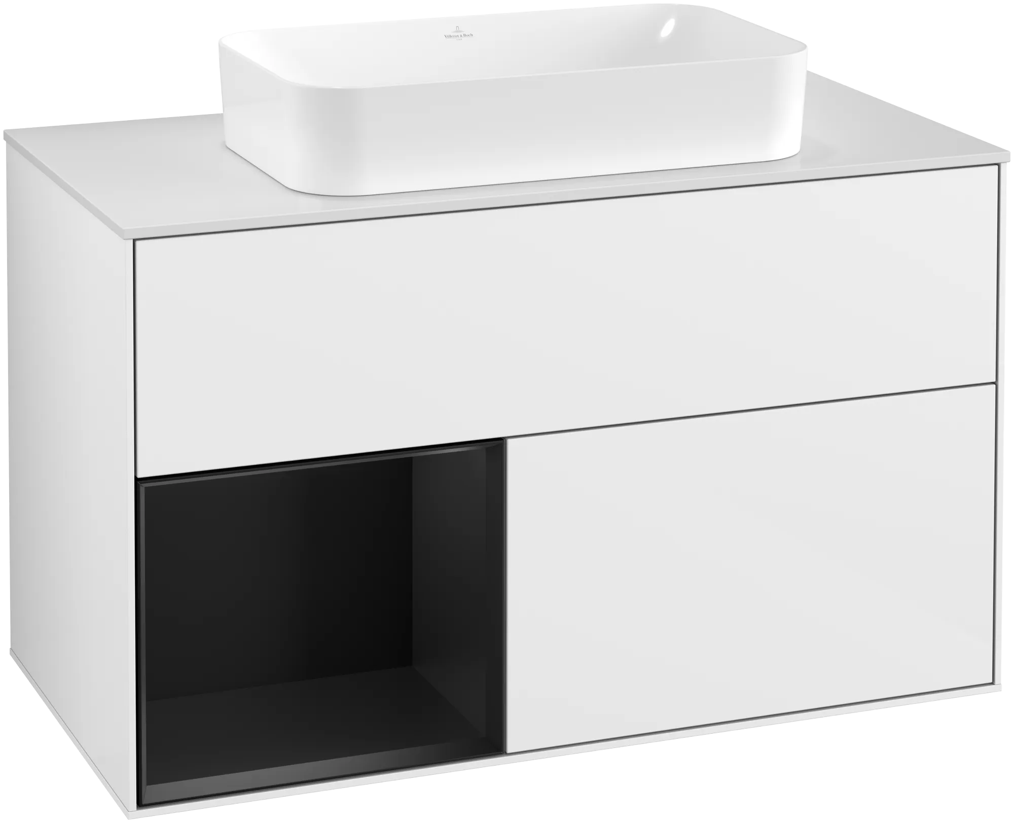 Villeroy & Boch Waschtischunterschrank „Finion“ für Schrankwaschtisch 1000 × 603 × 501 mm Glossy White Lacquer, für Becken mittig, mit Hahnlochbohrung
