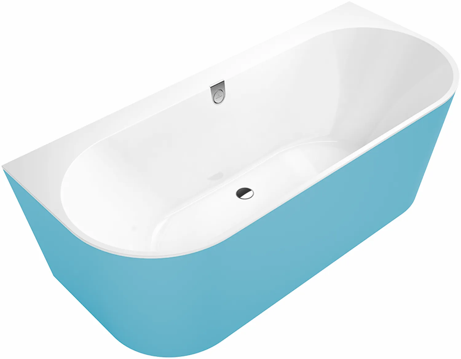 Villeroy & Boch Badewanne „Oberon 2.0“ Colour on Demand vorwand rechteck 180 × 80 cm, Mittelablauf in Weiß Alpin / Colour On Demand