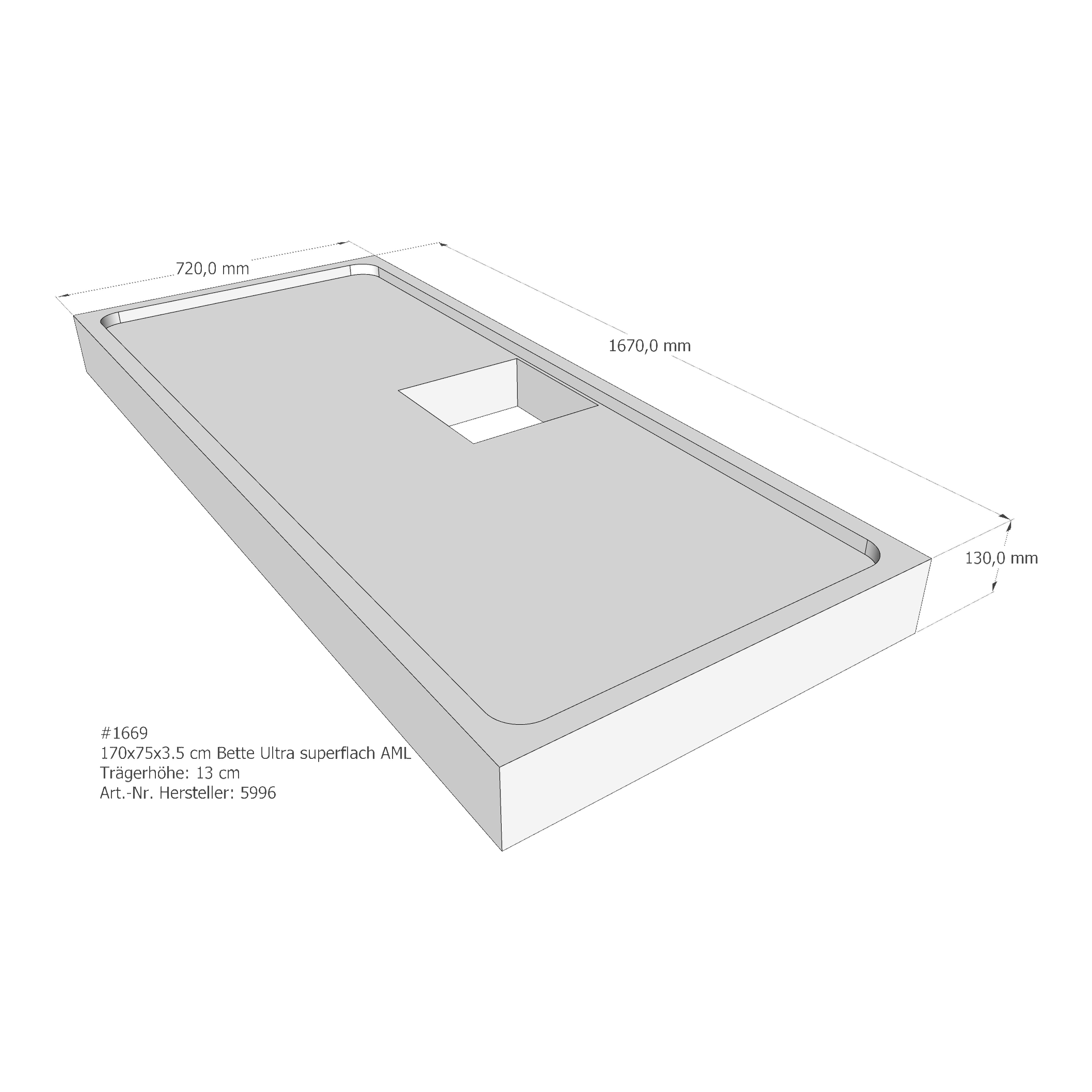 Duschwannenträger für Bette Ultra (superflach) 170 × 75 × 3,5 cm