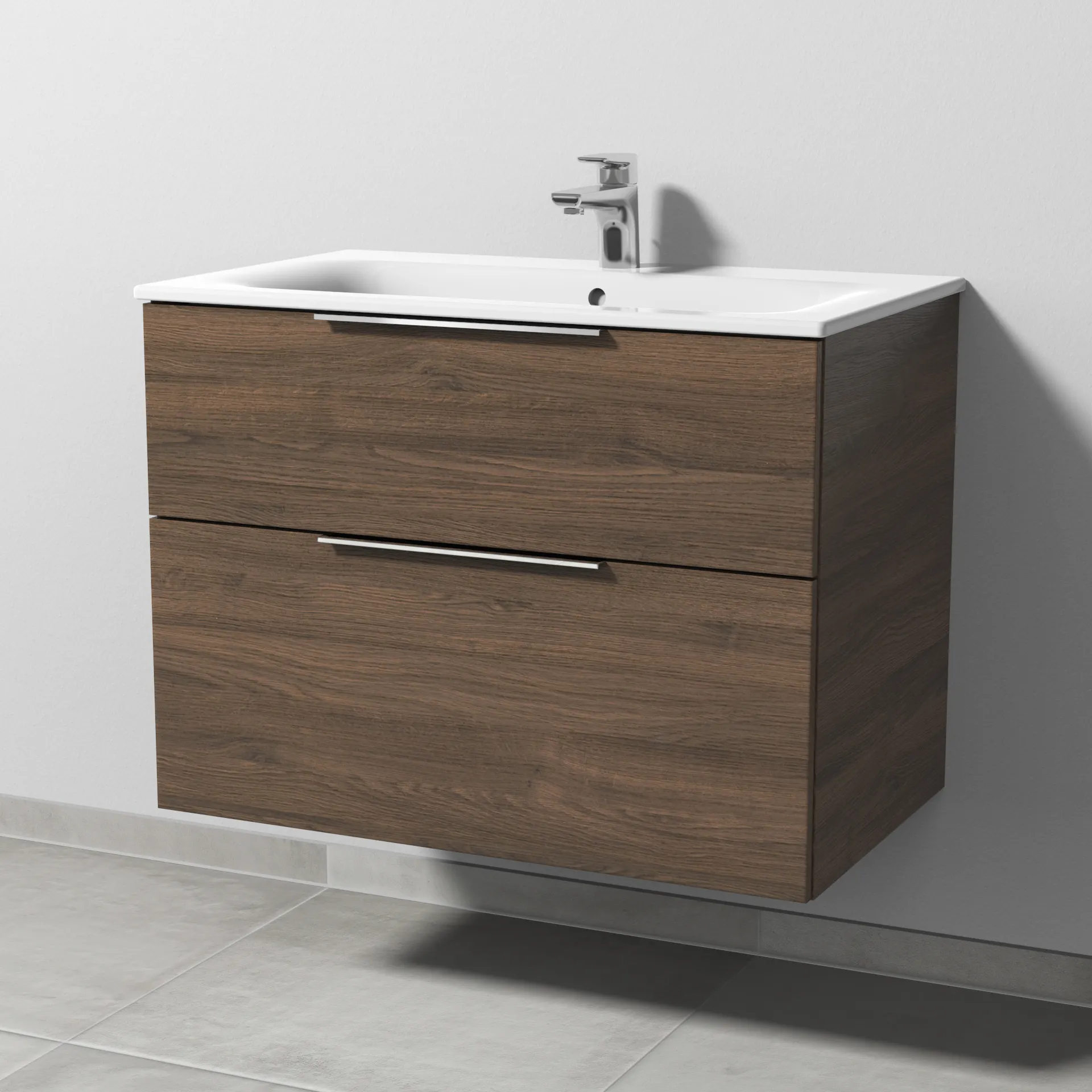 Sanipa Waschtischunterschrank „3way“ passend zu Keramik-Waschtische Renova Plan Slim von Geberit 785 × 582 × 472 mm in Eiche Arizona