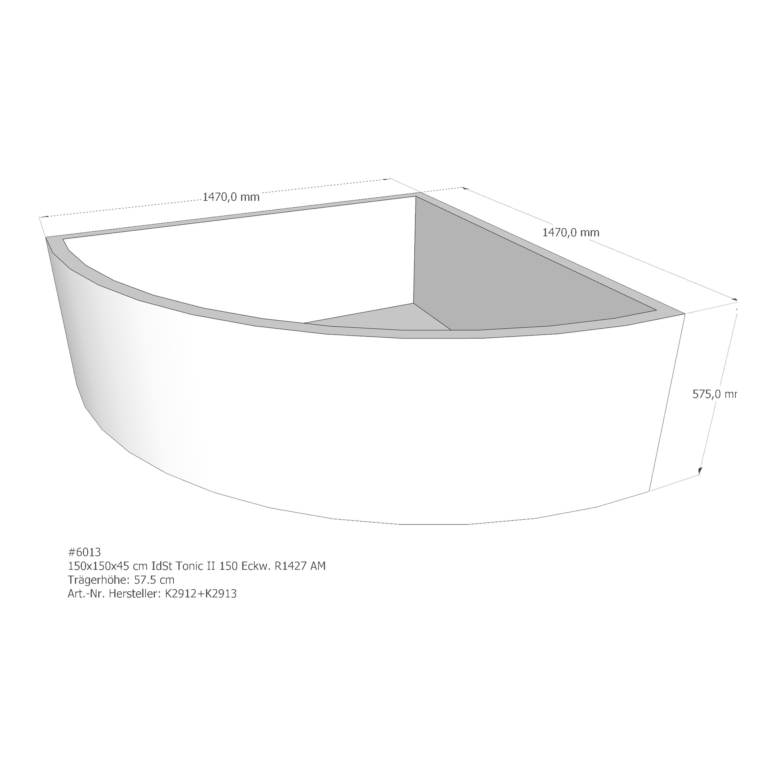 Badewannenträger für Ideal Standard Tonic II 150 150 × 150 × 45 cm Badewannenträger für Ideal Standard Tonic II 150 150 × 150 × 45 cm