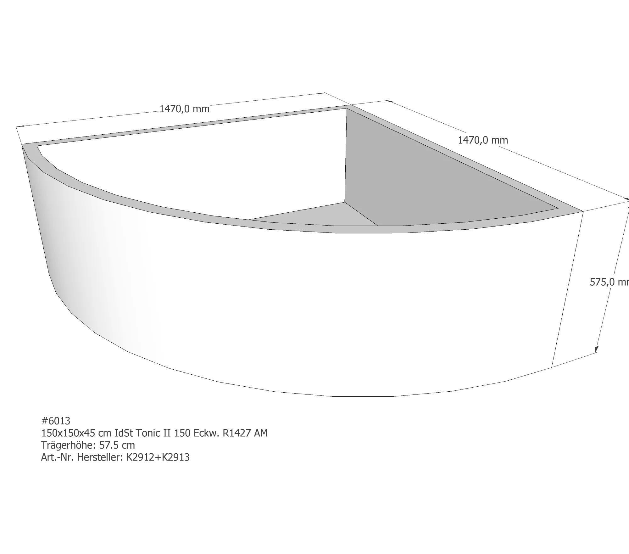 Badewannenträger für Ideal Standard Tonic II 150 150 × 150 × 45 cm