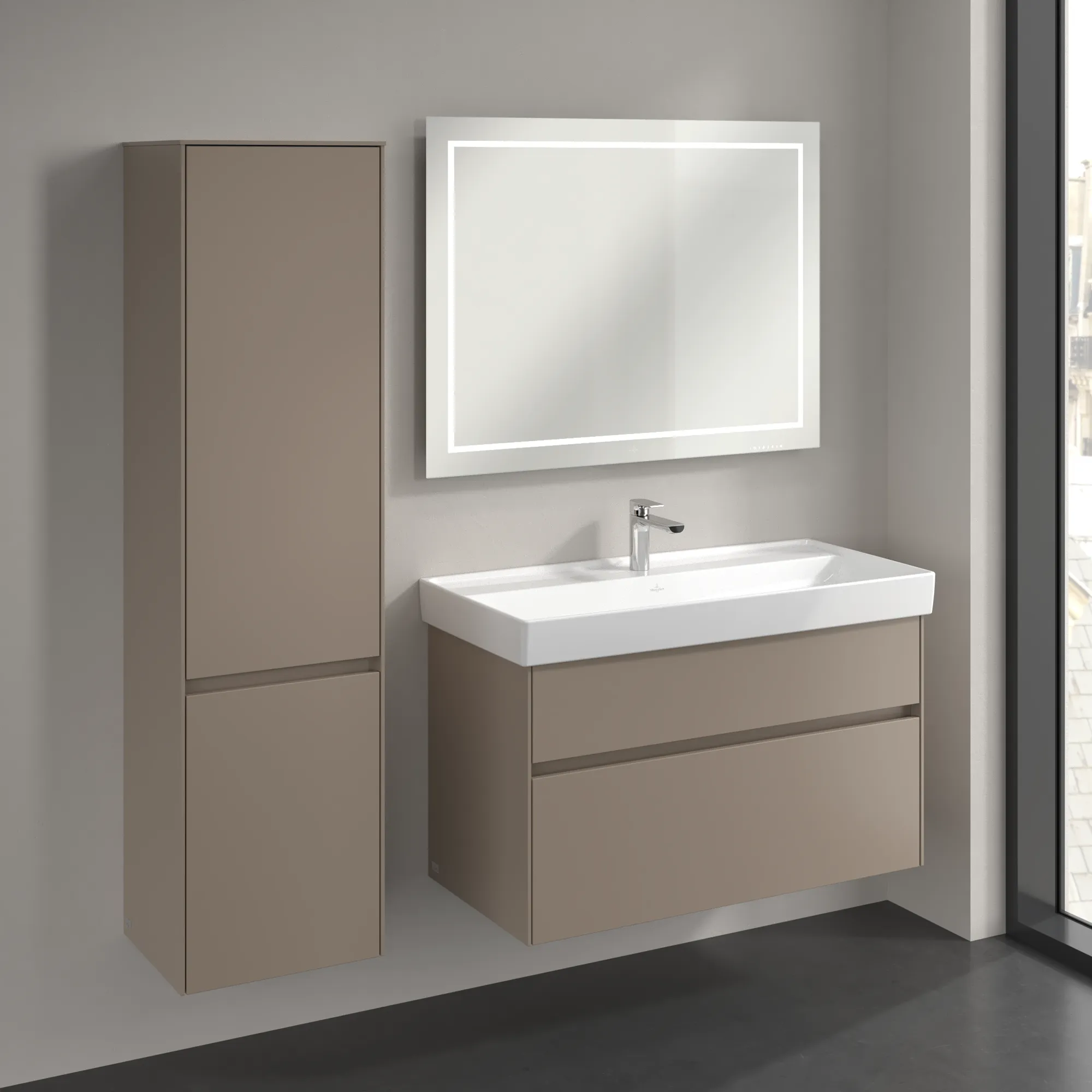 Villeroy & Boch Collaro Hochschrank C03300, 404x1538x349mm, links angeschlossen, taupe Villeroy & Boch Collaro Hochschrank C03300, 404x1538x349mm, links angeschlossen, taupe