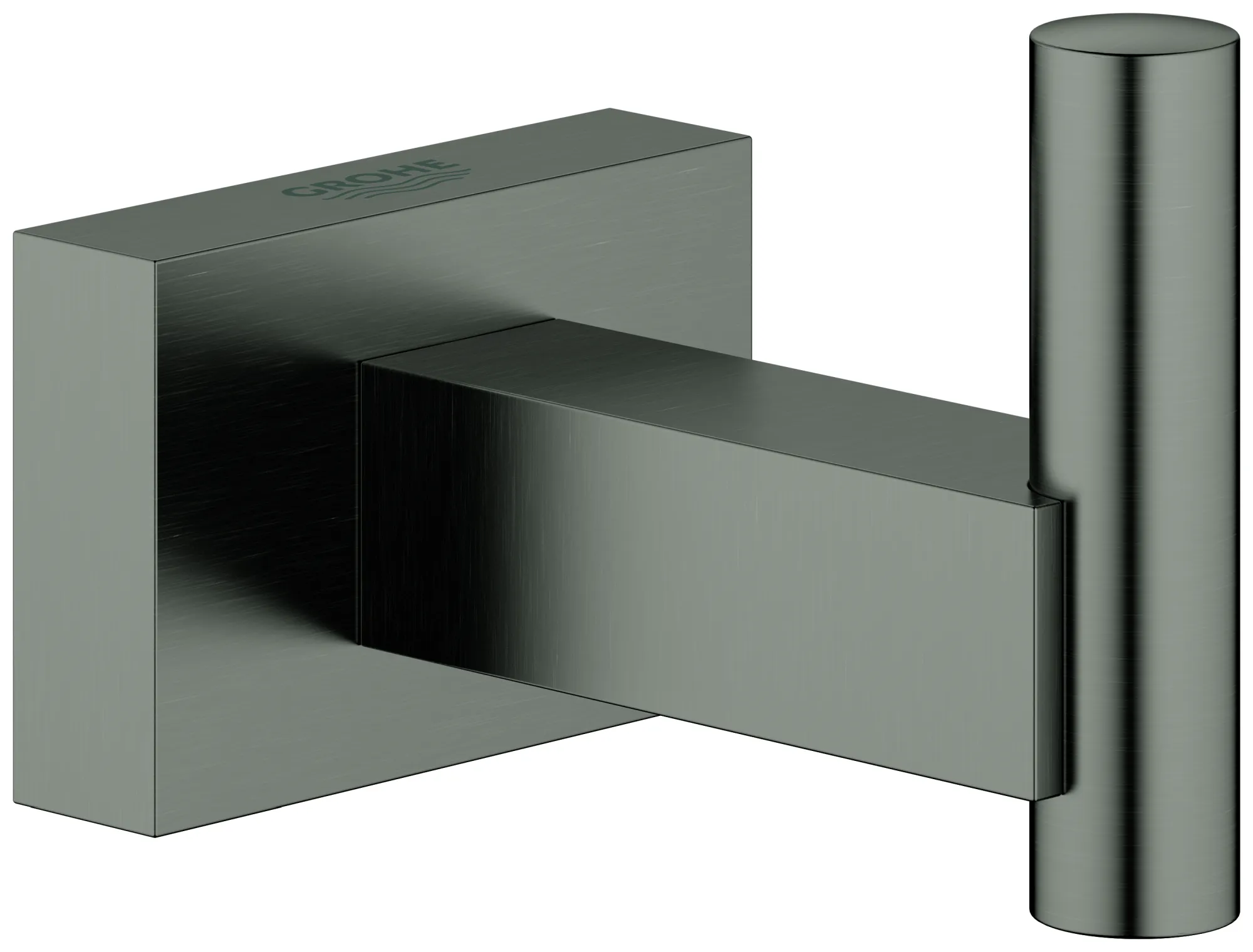 Grohe Bademantelhaken Essentials Cube in hard graphite gebürstet