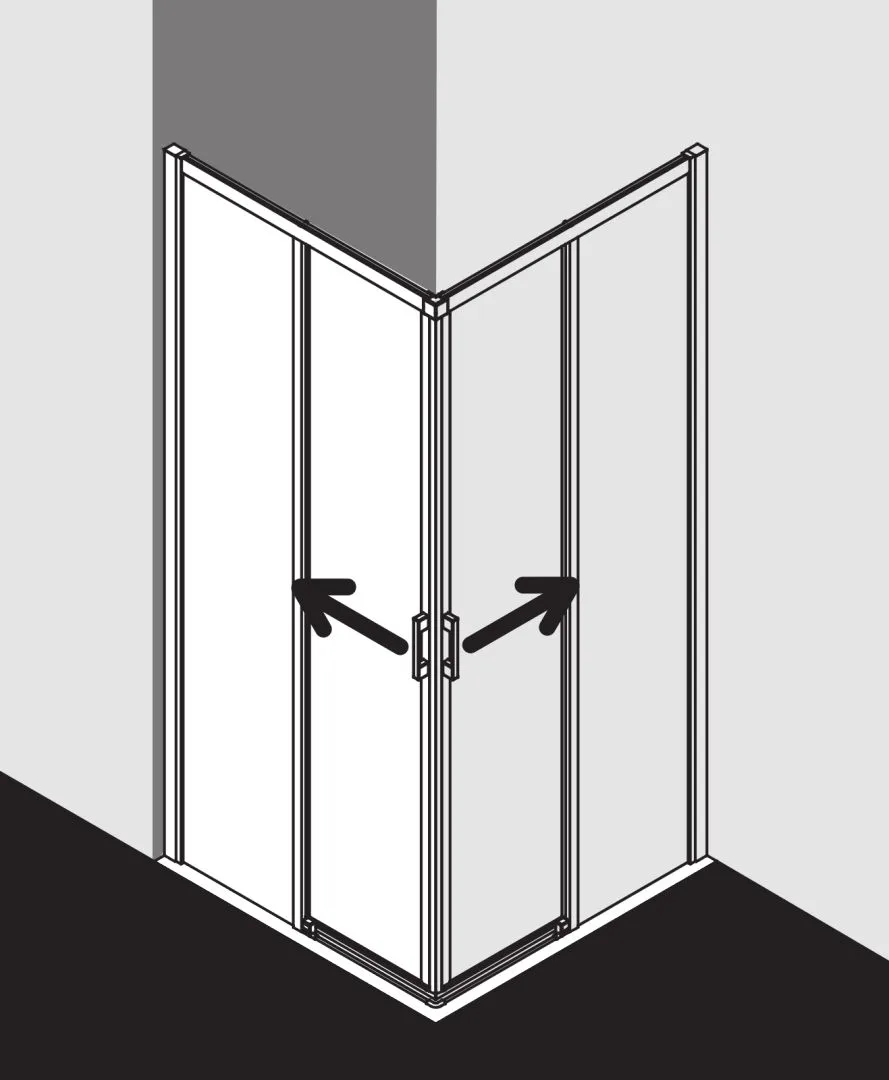 Kermi Duschtür Eckeinstieg 2-teilig (Gleittüren bodenfrei) Halbteil links „LIGA“ 185 cm Glas Klar, Profile Silber Hochglanz, Schiebetür zweiteilig