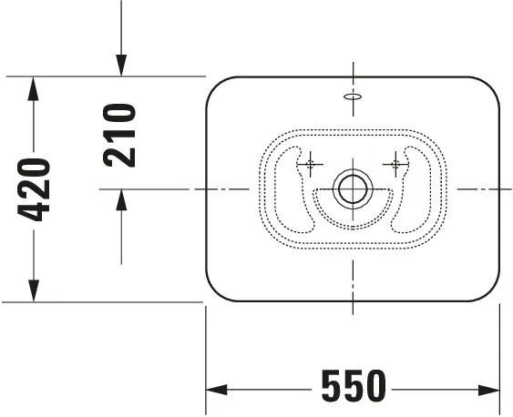 Aufsatzbecken Bacino 550 mm rechteckig, mit ÜL, ohne HLB, weiß