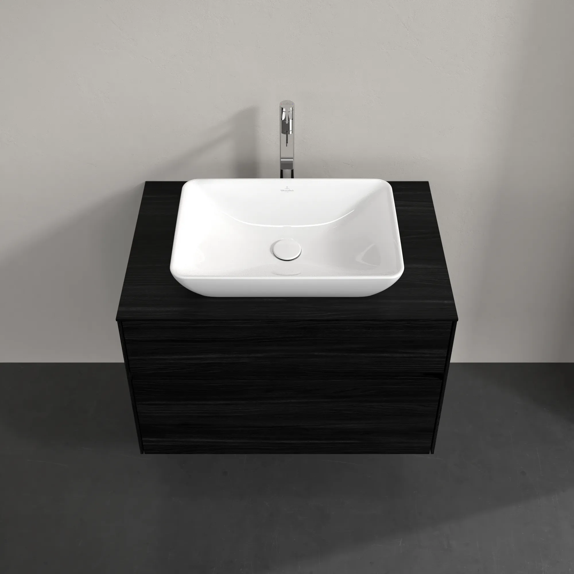 Villeroy & Boch Waschbeckenunterschrank Collaro C108B0, Black Oak, 800 x 548 x 500 mm, mit Beleuchtung und SoftClosing, Eckig