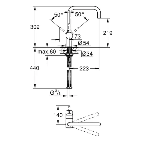Einhand-Spültischbatterie Minta 32488, U-Auslauf, Einlochmontage, chrom Einhand-Spültischbatterie Minta 32488, U-Auslauf, Einlochmontage, chrom
