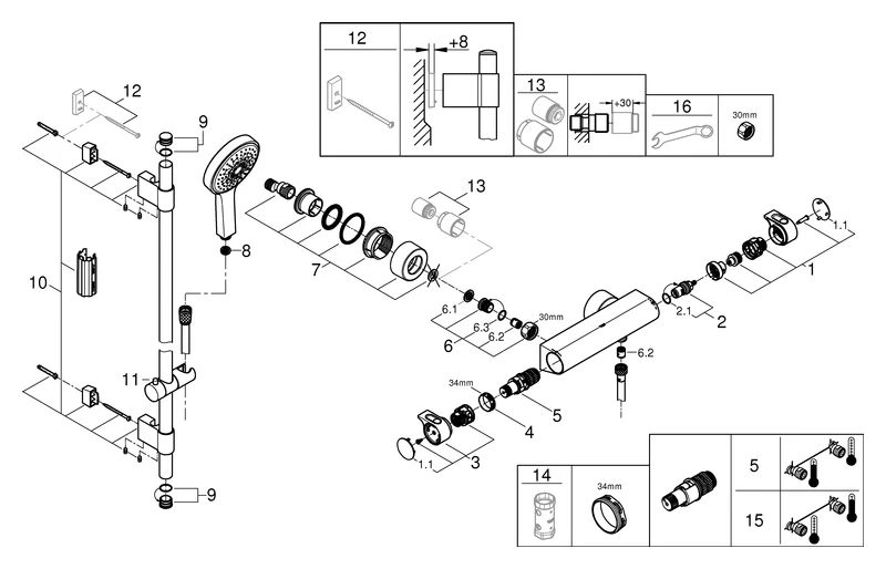 Grohe Grohtherm 2000 Thermostat-Brausebatterie mit Brausegarnitur Power&Soul Cosmopolitan 130, chrom Grohe Grohtherm 2000 Thermostat-Brausebatterie mit Brausegarnitur Power&Soul Cosmopolitan 130, chrom