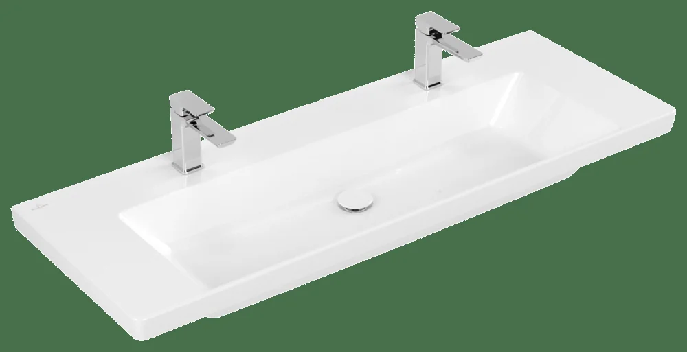 Villeroy & Boch Schrankwaschtisch Subway 3.0 4A70D1, 1300 x 475 mm, Rechteck, 2HL., ohne Überlauf, Weiß Alpin