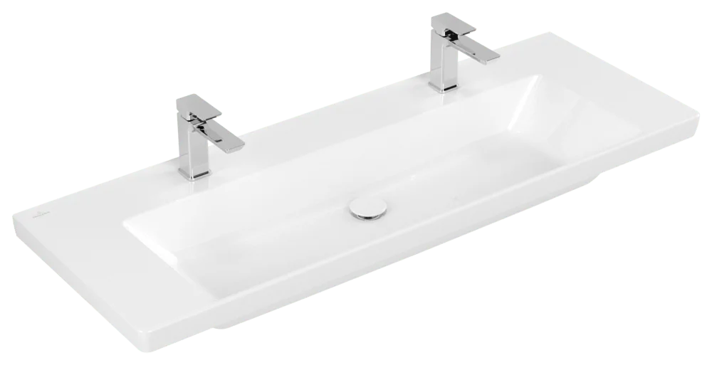 Villeroy & Boch Schrankwaschtisch Subway 3.0, 1300x475x170mm, glänzend weiß Alpin, TitanCeram, für zwei 1-Loch-Armaturen Villeroy & Boch Schrankwaschtisch Subway 3.0, 1300x475x170mm, glänzend weiß Alpin, TitanCeram, für zwei 1-Loch-Armaturen