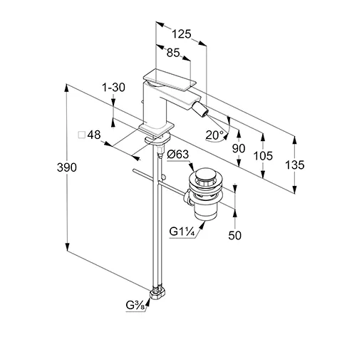Kludi DECUS Bidet-Einhandmischer DN 15, Oberfläche N0 Brushed Gold