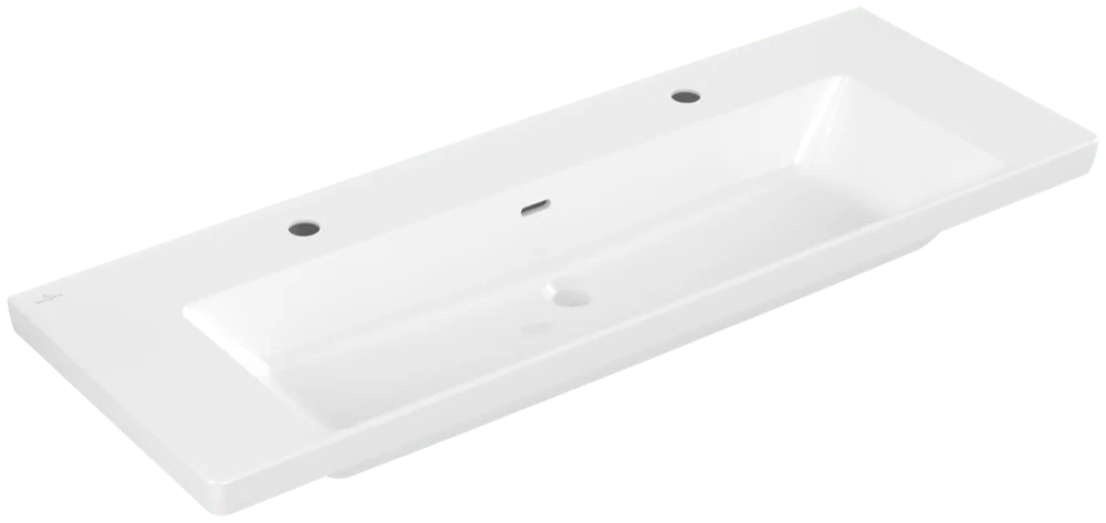 Villeroy & Boch Schrankwaschtisch Subway 3.0, 1300x475x170 mm, glänzend weiß Alpin, TitanCeram, mit Überlauf, für zwei 1-Loch-Armaturen
