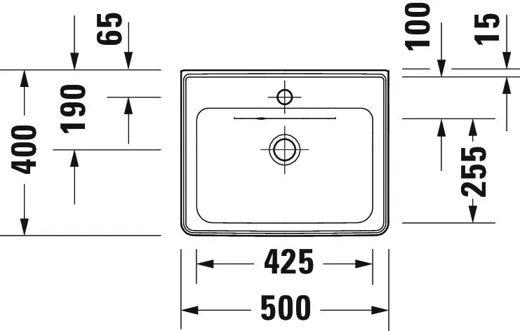 Wandwaschtisch „D-Neo“, mit Überlauf, Hahnlochposition mittig